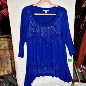 Laura Ashley Blue Silver Studded Tunic Bold Women's Size M
